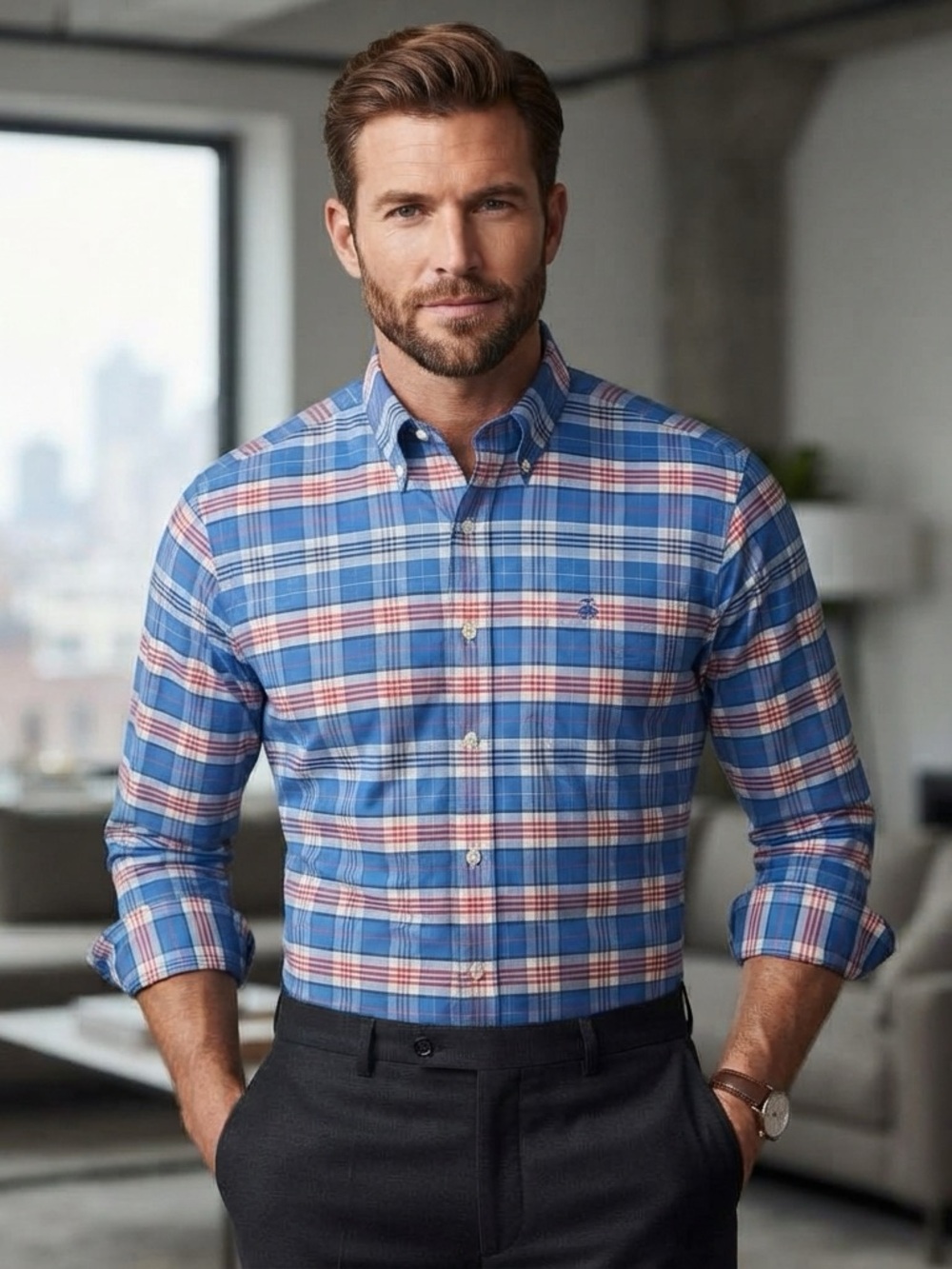 NWT Brooks Brothers Regent Fit Medium Plaid Shirt Classic Prep Non-Iron Stretch